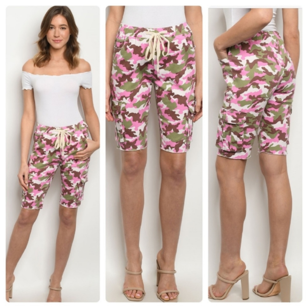 Pink Camo Cargo Shorts
